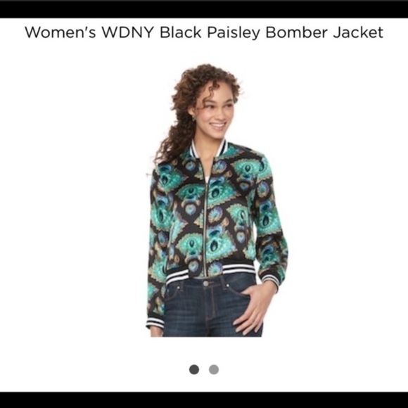 WDNY Women's Paisley Bomber Jacket NWT - Picture 1 of 5